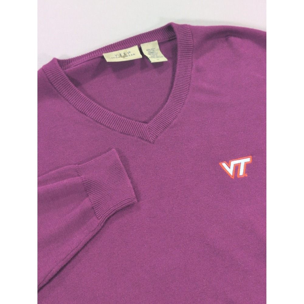 Vintage 90s Y2K Virginia Tech Hokies Sweater Mens Medium Maroon VESI Pima Cotton